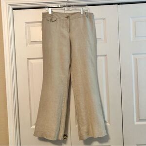 Loft linen pants in natural color. Size 10. Slightly flaired leg.